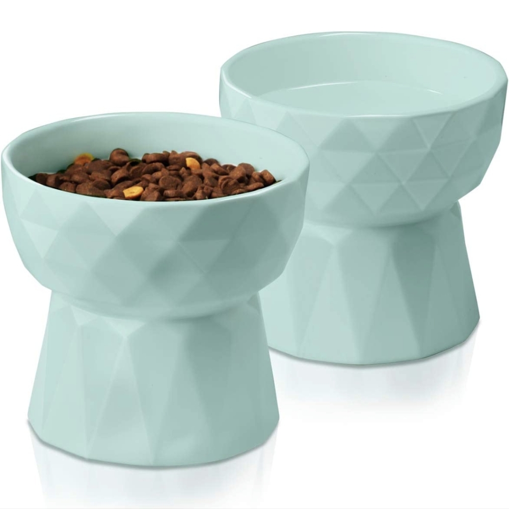 Ceramic Raised Diamond Shaped Cat Bowl - Picture 4 of 5